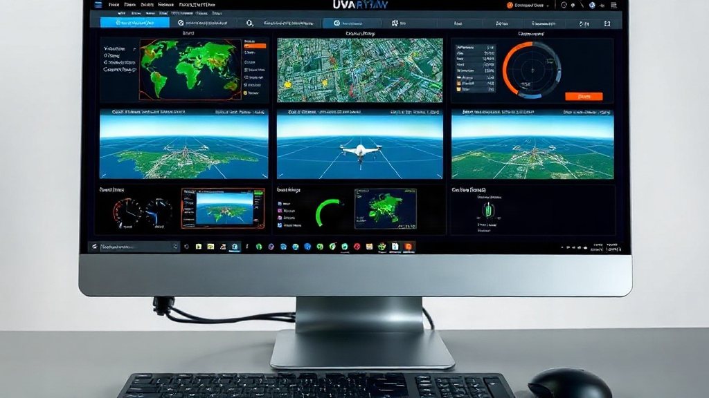Desktop computer screen displaying UAV flight data and controls in ground control station software.